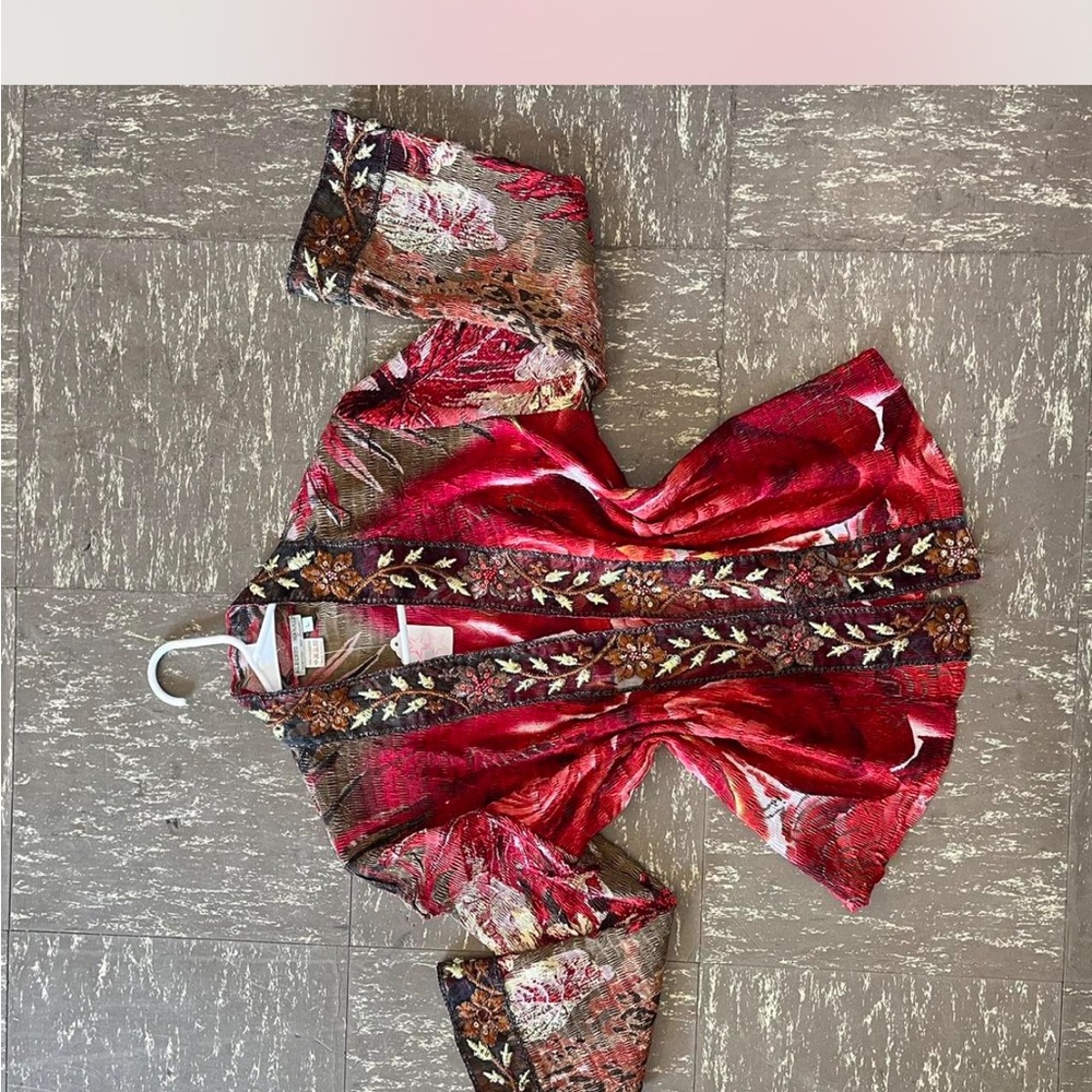 Red and Brown Floral Kimono